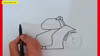 Простой рисунок: полицейский мотоцикл | Пошаговый урок | @KalakritArtStudiobyKanika