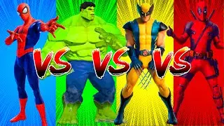 SUPERHERO COLOR DANCE CHALLENGE Spider-Man vs Hulk vs Wolverine vs Deadpool