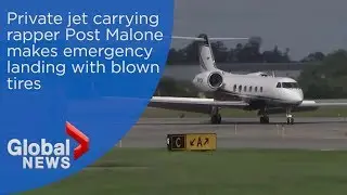 Private jet carrying rapper Post Malone makes emergency landing with blown tires