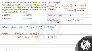 A hollow cube of internal edge \( 22 \mathrm{~cm} \) is filled with spherical marbles of diamete...