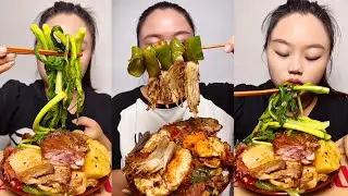 ASMR Mukbang ~ Spicy Braised Pork with Vegetables Stew and Fish Fry | Quick Eats Mukbang