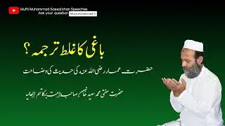 Incorrect Translation of 'Baaghi'? Clarification Needed Regarding Ammar's (RA) Hadith
