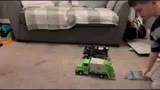 Bottle flipping on toy vehicles! 
