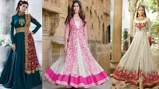 stylish party wear dress designs collections 2018 |long anarkali dress design