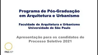 Programa de P&oacute;s-Gradua&ccedil;&atilde;o em Arquitetura e Urbanismo da FAUUSP