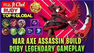 War Axe Assassin Build, Ruby Legendary Gameplay [ Top 4 Global Ruby ] ʀ&iota;z. ft Chel - Mobile Legends