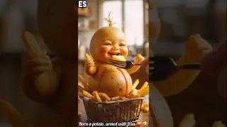 Potato Baby with French Fry Arms 🥔 | Funny Hyper-Realistic 3D Food Character #Shorts
