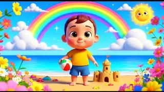 Cute Baby Beach Fun 3D Cartoon Baby Playing with Sandcastle & Ball  Kids Pastel World#nurseryrhymes 