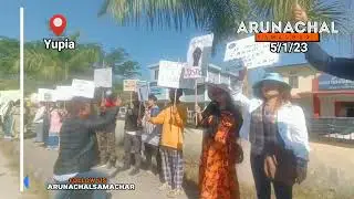 Peaceful protest turned Violence | Family members of Lt.Techi Meena Lishi sit on protest at Yupia