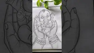 Cute Ganesh Drawing ❤️ Baby Ganesh Sleep On Shiv Parvati Hand🤲#shorts #art #ganesh #shiv #parvati