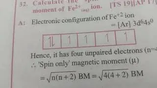 cal  the Spin only magnetic moment of Fe+2Ion. cbse board,IPE,jee 25Neet