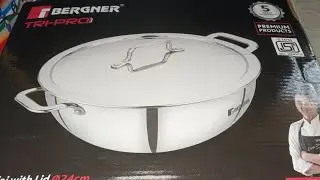 January 8, 2026@#BERGNER TRI-PRO Cook ware set #stainless steel Kadai with Lid 3.1L with lid