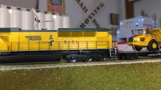 Unique Load train rolling through the countryside