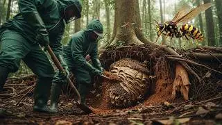 Right Under The Tree Roots, They Removed The Giant Wasp Nest.