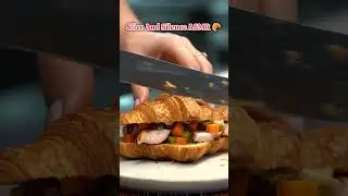 Satisfying Croissant Sandwich Slice 🥐 | Silent ASMR Food Cutting #Shorts