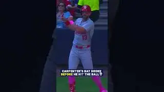 His bat BROKE BEFORE he hit the ball💀 #mlb #baseball