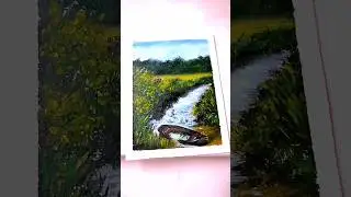 Забытая лодка на берегу ручья / Акрил для начинающих. Пейзаж #сделайсам #рисунок #искусство