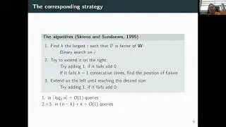 Matthieu Rosenfeld, Word reconstruction using queries on subwords or factors