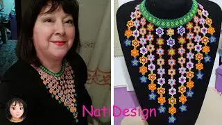 COLLAR CASCADA DE FLORES en mostacilla🤩😁- FLOWER WATERFALL NECKLACE in seed beads