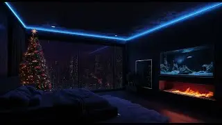 Rainy Night in Luxury Apartment: Distant Thunder & Crackling Fireplace ⚡🔥 Deep Focus, Study, Work