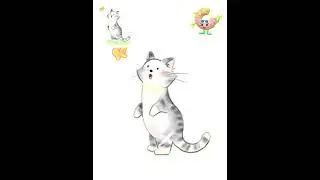 Cat | How to draw & color | #digitalart  | #mumutv