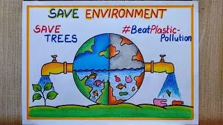 Environment day poster drawing easy| Environment Day theme#BeatPlasticPollution Drawing