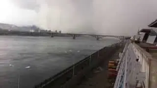 Freak snow storm swallows entire Russian bridge