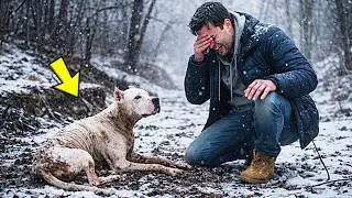 Una dogo argentino implora por ayuda — sus cachorros se estaban congelando en la nieve.