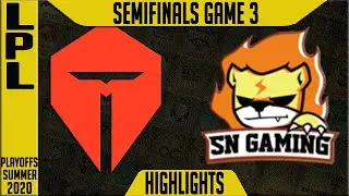 TES vs SN Highlights Game 3 | LPL Playoffs Summer 2020 Semifinals | Top Esports vs Suning G3