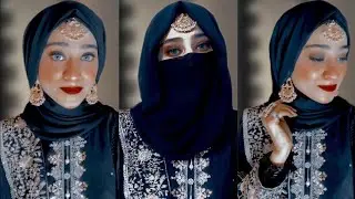 Wedding Hijab Styles with Niqab & Jewellery(Requested Video)-How to Make Inner Volume of Hijab by HN