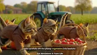 Real Cats Harvesting Vegetables on a Farm 🚜 | Funny Cat Family Adventures