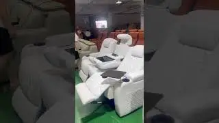 White color genuine leather Tuscany chair with folding table