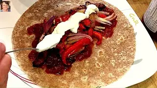 Kurczak Kebab z Air Fryer w Placku Tortilli / Chicken Kebab from Air Fryer in Tortilla Wrap.