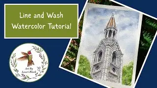 Line and Wash Watercolor Tutorial, Step by Step, Church Steeple