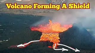 Volcano Forming A Shield : KayOne Crater Lava Overflow Cascade, Sundunka ,Svartsengi ,Blue Lagoon