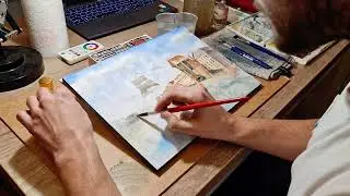 Gdansk Crane Watercolor Timelapse