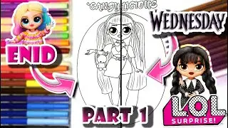 Как раскрасить куклу ЛОЛ Кэнди в стиле ENID vs WENESDAY? ЧАСТЬ 1 | Задача рисования