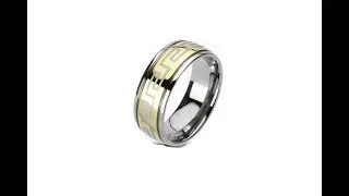 Jewellery - Titanium ring - golden and silver Greek maze