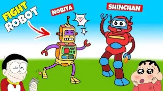 Use Magical Power To Fight With Rabot || Funny Game Mechange-Lion || Shinchan and Nobita Game