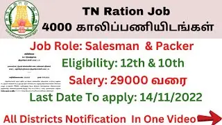 TN Ration Job Salesman/packer/TN Ration job Apply 2022/TN Ration Job All District Notifications