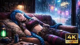 Rainy Night in the City w/ JINX: Neon Rain, Dark Streets & Silence | ARCANE ASMR