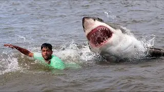 Shark Attack on Fishing Boat | fun made great white shark attack and fishing video #fishing