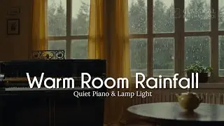 Warm Room Rainfall | Quiet Piano & Lamp Light