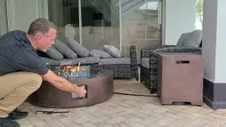 How to Light the COSIEST Outdoor Round Propane Fire Pit at Villa Vita Solare in Naples