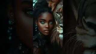 Красивая девушка с большим Львом #viralvideo #ai #aiart #girl #lion #fantasy #shorts #trendingvideo