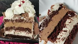 BOLO AERADO MOUSSE MEIO AMARGO E MOUSSE DE CHOCOLATE BRANCO | BOLOS DE VITRINE | SABRINA SANTOS