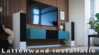 Akoestische lattenwand installatie