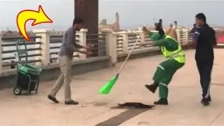 عيش تشوف (اهانة عامل النظافة .شاهد ردة الفعل )