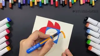 Satisfying ASMR Coloring | Colorful Geometric Bird with Markers