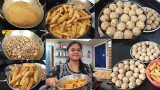 Diwali SNACKS🥨 आटा लड्डू स्वाद माँ के हाथ का +Teatime Snacks, Dry Fruits Aata Laddu, Nimki Mathri